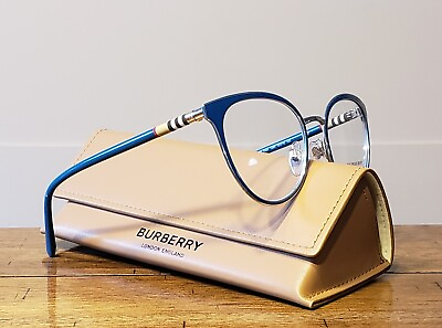 #ad BURBERRY BE1324 1264 Turquoise Silver Cat Eye Metal Women#x27;s Eyeglasses 52 mm