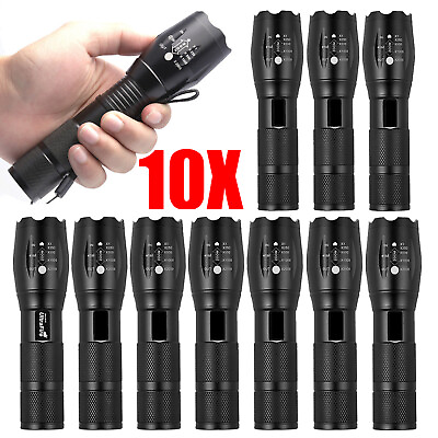 #ad Zoom Tactical LED Flashlight Police Military Grade Torch Ultra Bright Light Lot