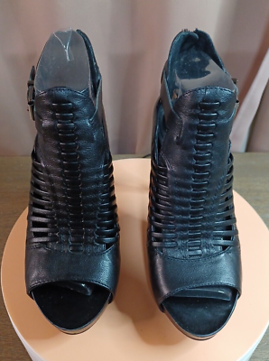 #ad Bcbgeneration Heels Womens 8 M BG GREGORY BLACK Nile Leather Sexy Buckle $59.99