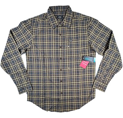 #ad Kimes Ranch Cowboy Western Mens Brown Plaid Long Sleeve Button Up Shirt Size M