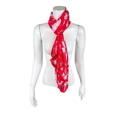 #ad Isaac Mizrahi Women#x27;s Printed Scarf Red Floral One Size