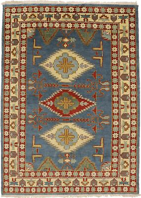 #ad Handmade Blue Geometric Tribal 6X8 Kazak Oriental Rug Vintage Style Wool Carpet