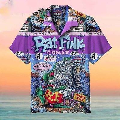 #ad Rat Fink Rattail Hot Rod Hawaiian Shirt