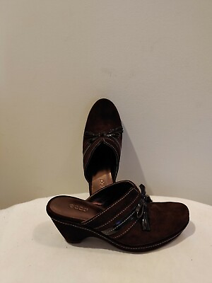 #ad Ecco Women#x27;s Size 6 Suede Clogs With Tassels EUC