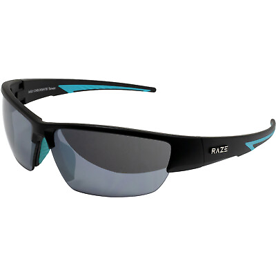 #ad Raze Checkmate Sport Sunglasses Black Matte Frame with Blue Accents amp; Smoke Lens