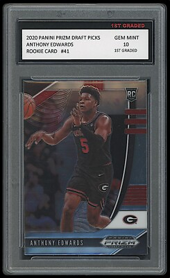 #ad Anthony Edwards 2020 Panini Prizm DP 1st Graded 10 Rookie Card RC Timberwolves