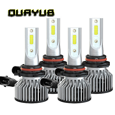 #ad 4x 90059006 LED Headlights Kit Combo Bulbs COB High Low Beam 6000K White F7plus