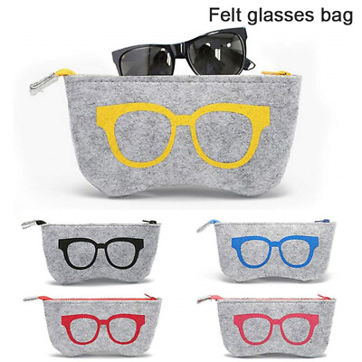 #ad Felt Glasses Case Bag Sunglasses Case Box Portable Soft Zipper Glasses Protec N8