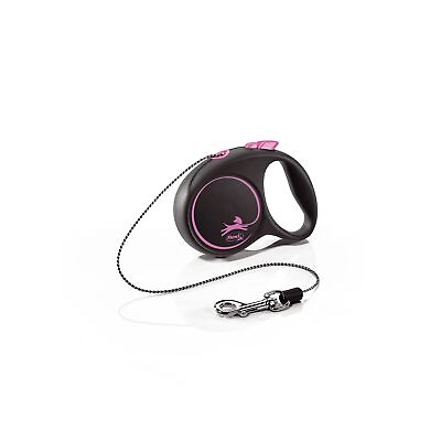 #ad Flexi Black Design Cord Pink Extra Small 3m Retractable Dog Leash Lead for dogs