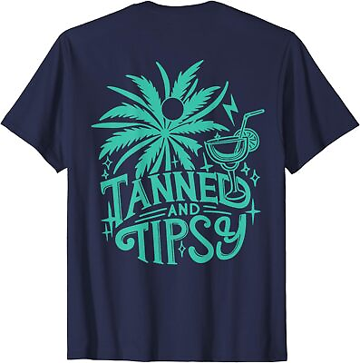 #ad Retro Tanned And Tipsy Beach Summer Funny ON BACK Unisex T Shirt