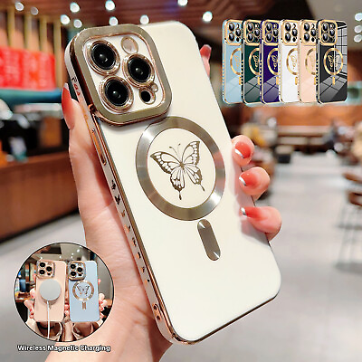 #ad For iPhone 15 Pro Max 14 13 12 11 MagSafe Magnetic Plating Case Cover WOMEN Girl