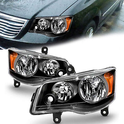 #ad Halogen Pair Headlights For 2011 20 Dodge Grand Caravan 08 16 Townamp;Country RHamp;LH