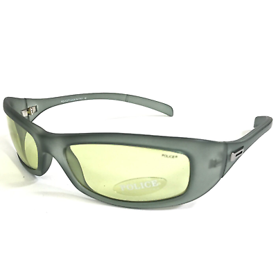 #ad Police Sunglasses MOD.1358 W88 Matte Blue Rectangular Frames with Green Lenses