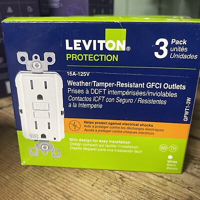 #ad LEVITON protection 3 pack 15A 125V GFWT1 3W C12 2 weather tamper resistant