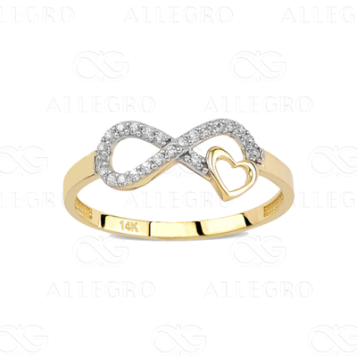 #ad 14k Solid Gold Infinity Ring • Heart Ring • Minimalist Real Ring • Heart Ring