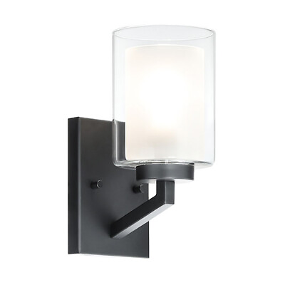 #ad Modern 1 Light Wall Sconce Black Bathroom Vanity Lighting Dual Glass Hallway