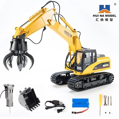 #ad HUINA Remote Control Alloy 118 Excavator Brabber Toy FREE SHIPPING Gift Boys NEW