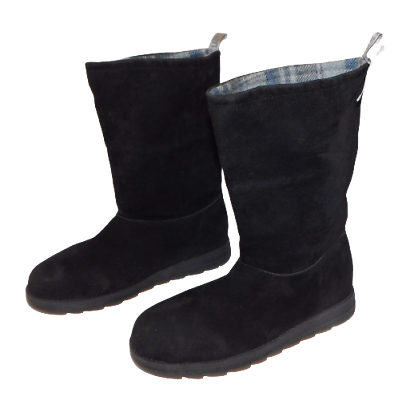 #ad MUK LUKS Faux Suede Boots Plaid Lining Flat sz 6 New
