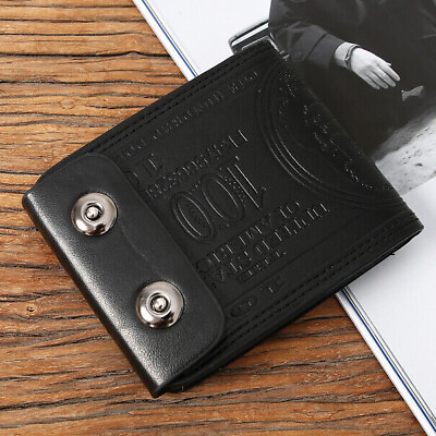 #ad Mens $100 Pattern Wallet Billfold Leather Bifold Clutch Safe Card Holder Pocket