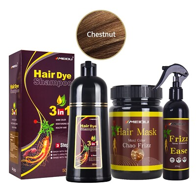 #ad MEIDU Hair Dye Shampoo CHESTNUT BROWN Hair MaskSpray ProtectorFREE PRIORITY