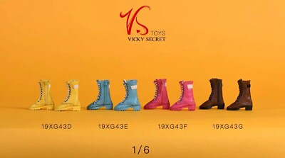 #ad VSTOYS 19XG43 1 6 Scale Shoes Female Zipper Hollow Leather Boots Model for 12quot;
