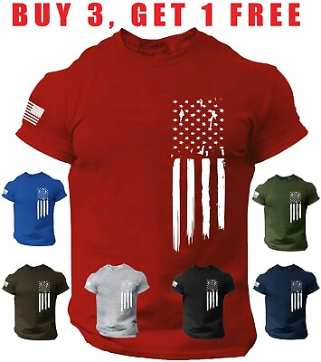 #ad American Flag USA T shirt Patriotic T Shirt Military Veteran tee Shirt S 3XL