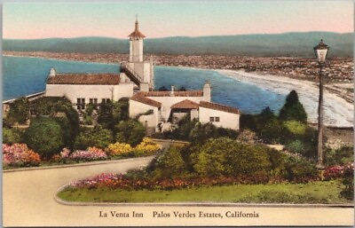 #ad Palos Verdes Estates California Postcard quot;La Venta Innquot; Hand Colored Albertype