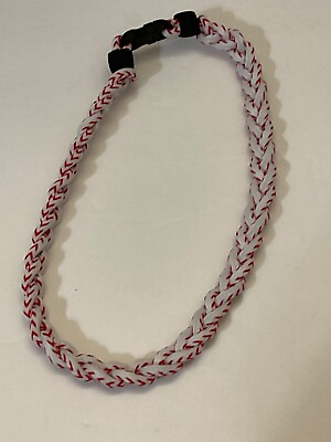 #ad MapofBeauty Sport Three Braided Rope Tornado Necklace Red White 18quot; NEW