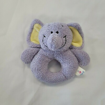 #ad Kids II Stuffed Plush Lavender Purple Baby Infant Ring Rattle Toy Grasping