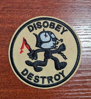 #ad Disobey Destroy Anarchist Black Cat Bloody Knife Embroidered Iron On Patch 3quot;