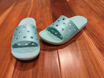 #ad Crocs Slide Sandals J2 Blue Excellent Condition $15.00