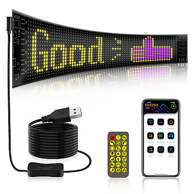#ad Flexible USB LED Car Sign Display Screen RGB Bluetooth App Control Panel Board