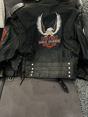 #ad mens used harley davidson leather jackets large