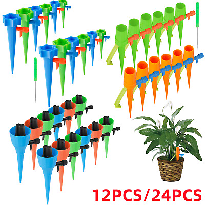 #ad 12 24PCS Automatic Self Watering System Plant Water Drip Irrigation Garden Tools