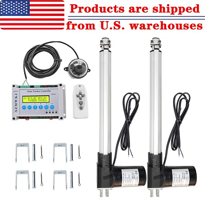 #ad Solar Tracker Sun Track Dual Axis Kit Controller 2X16quot; 6000N Linear Actuators $159.99
