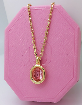 #ad 100% Authentic SWAROVSKI Gold Chain Pink Crystal Pendant Imber Necklace 5682531