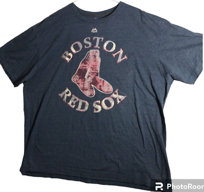 #ad Majestic Boston Red Sox Men#x27;s Triple Peak Gray T Shirt 2XL Baseball MLB Graphic