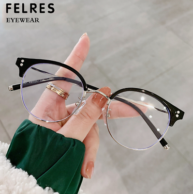 #ad Men Women Round Half Frame Eyeglasses Clear Lens Fashion Glasses Frames New