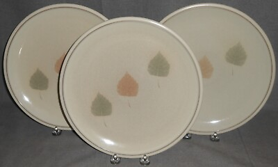 #ad Set 3 Denby Handcrafted ENERGY LEAF PATTERN Dinner Plates MADE IN ENGLAND