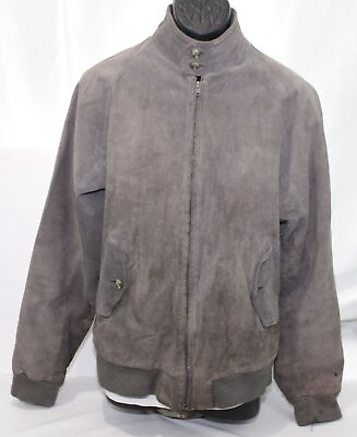 #ad Vintage Marlynn Traditions Mens Gray Suede Leather Driving Jacket Medium Large