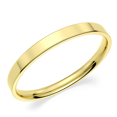 #ad Solid 10K Yellow Gold 2mm Comfort Fit Men Women Flat Wedding Band Ring