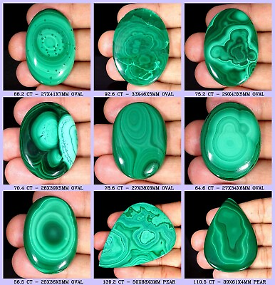 #ad Natural African Malachite Cabochon Loose Gemstone For Jewelry