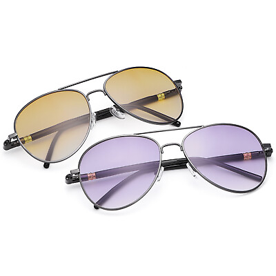 #ad 2 Pairs Bifocal Reading Glasses Tinted Sunglasses Metal Spring Hinge Sun Readers