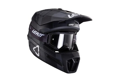 #ad Leatt Helmet Kit Moto 3.5 with 4.5 Goggle Black Color Size M New Sealed