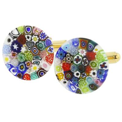 #ad GlassOfVenice Murano Glass Color Splash Millefiori Cufflinks 3 4 Inch