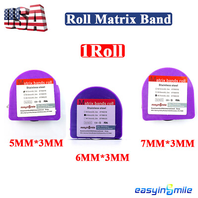 #ad Dental Light Cured Resin Strip 5 6 7MM Stainless Matrix Bands Restoration 1Roll
