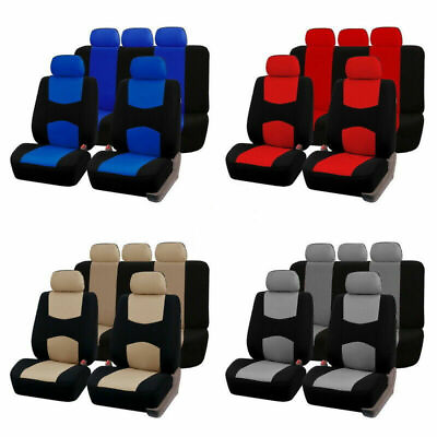 #ad 10 Part Universal Car Seat Covers Cover Front Rear Head Rests Full Set Auto Seat