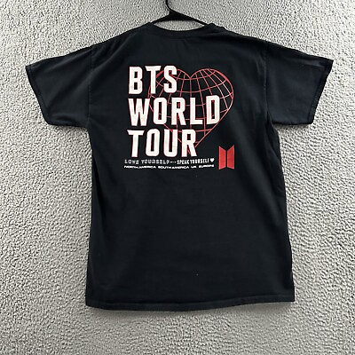 #ad BTS Mens Shirt Black Size Medium World Tour T Shirt Love Yourself 100% Cotton