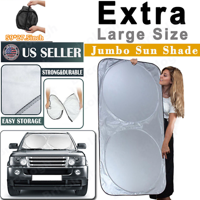 #ad Folding Jumbo Front Rear Car Window Sun Shade Auto Visor Windshield Block Cover