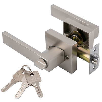 #ad Entrance Entry Silver Color Keyed Lever Handle Door Lock Lockset keyed entry
